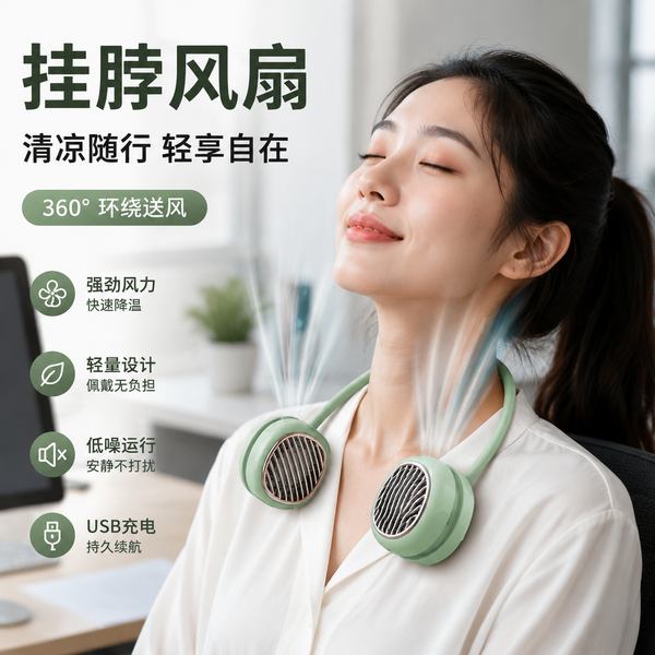 双头挂脖风扇