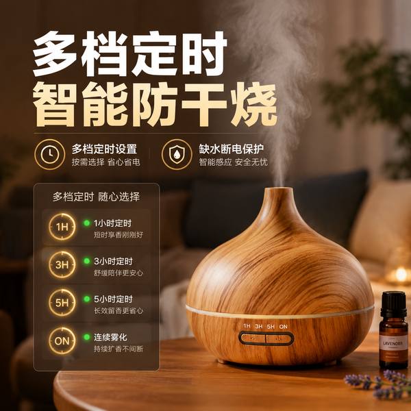 资阳超声波静音精油扩香器 资阳 超声波静音香薰机产品实拍 — 客厅卧室香薰扩香场景