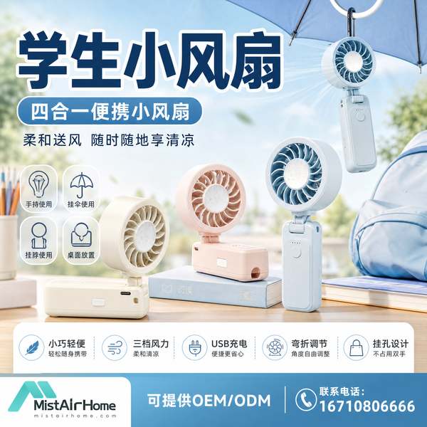 折叠风扇西宁渠道实拍 折叠风扇实拍 — 西宁渠道在售的静音长续航学生机型