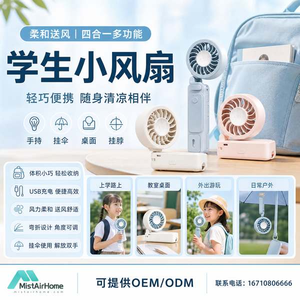 学生手持小风扇海口渠道实拍 学生手持小风扇实拍 — 海口渠道在售的静音长续航学生机型