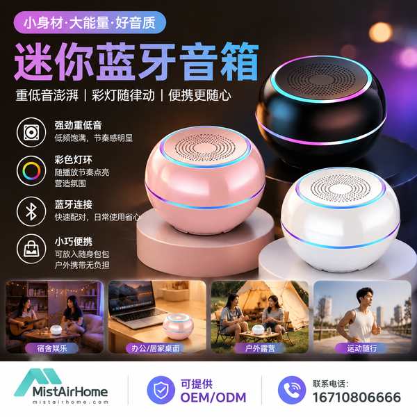 蓝牙5.4迷你音响金华便携音频应用实拍 蓝牙5.4迷你音响实拍 — 金华户外音频与便携场景应用