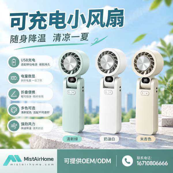 菏泽山东喷雾冰敷可充电小风扇哪家好？冰感降温黑科技方案与厂家直供指南