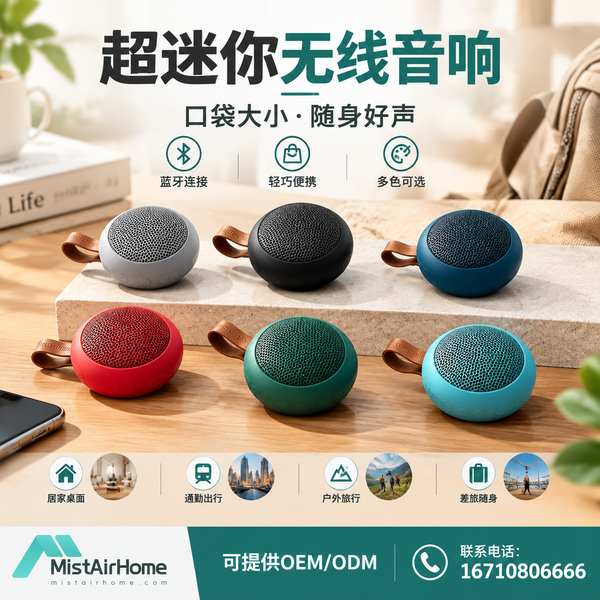 自贡桌面迷你无线音响 自贡超迷你无线音响产品实拍 — 随身智能音频应用场景