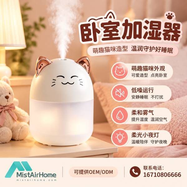 开封卧室桌面加湿器 开封卧室加湿器产品实拍 — 健康家电应用场景