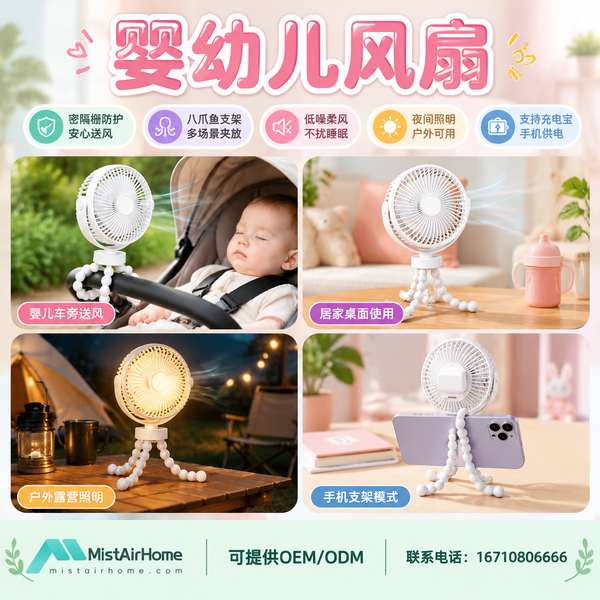 肇庆婴儿充电风扇 肇庆婴幼儿风扇产品实拍 — 母婴柔风应用场景