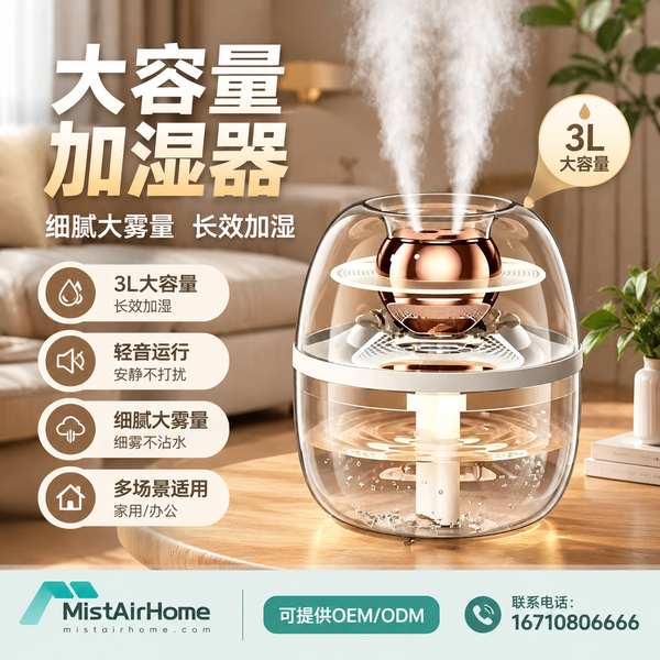 济宁大雾量加湿器 济宁大容量加湿器产品实拍 — 全屋加湿应用场景