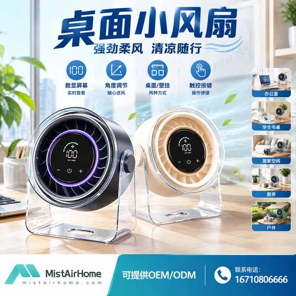 海口可充电桌面小风扇 海口桌面小风扇产品实拍 — 办公工位应用场景
